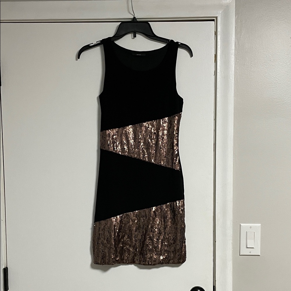 Black and Gold Sequin Dressworn once